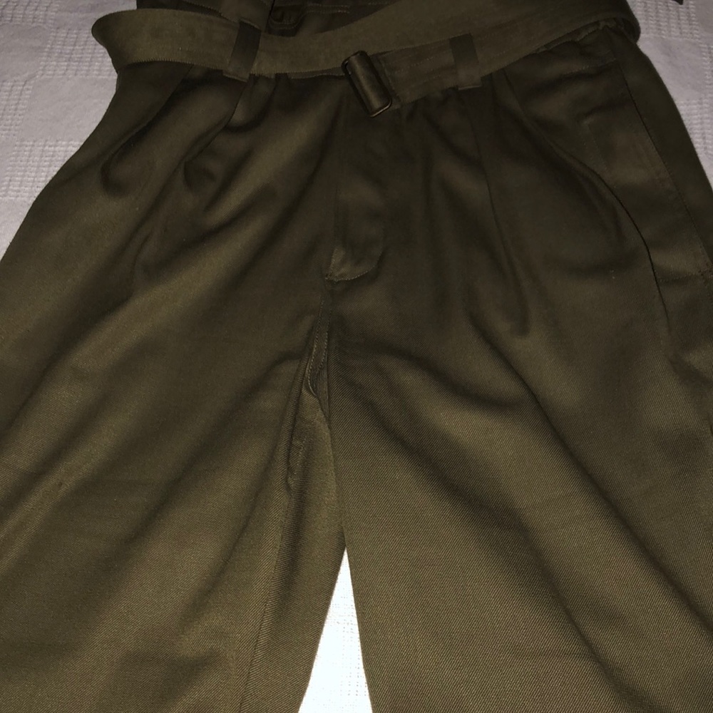 One pair of Banana Republic olive trousers with belt. Size 12 does run big.